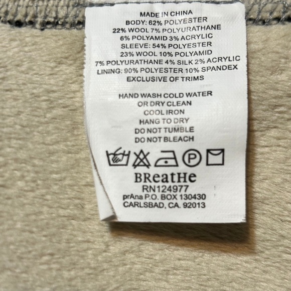 Prana Breathe Kari Hooded Wool Blend Jacket in Striped Gray, Size L - Picture 8 of 8